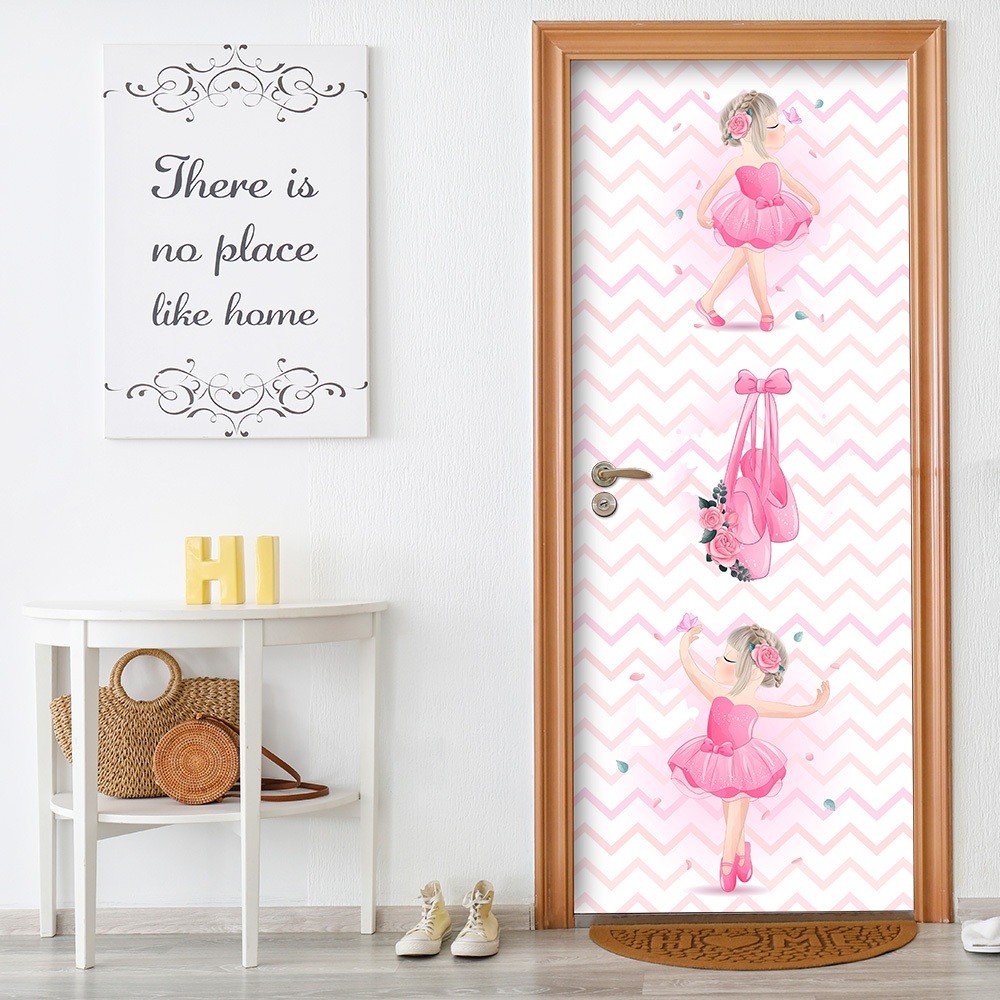 Adesivo Decorativo de Porta Sereia Bailarias Fadinhas Unicórnios Castelo Princesa Infantil Quarto de Menina