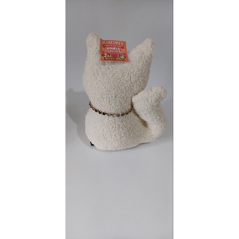 Peso de porta Gatinha fofa feita com tecido lã de ovelha pelúcia.