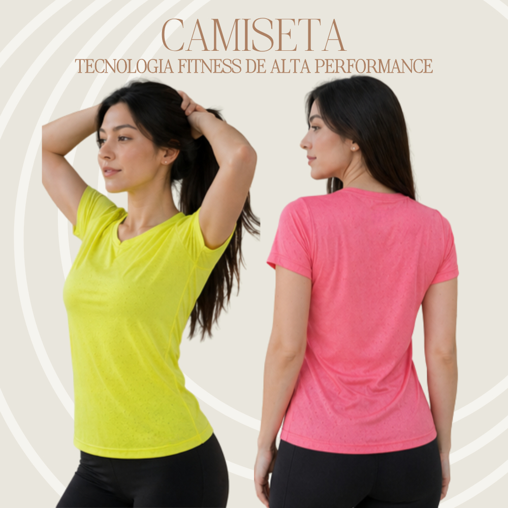 Camiseta Feminina Esportiva Feita Para Treino Academia Tecido Dryfit