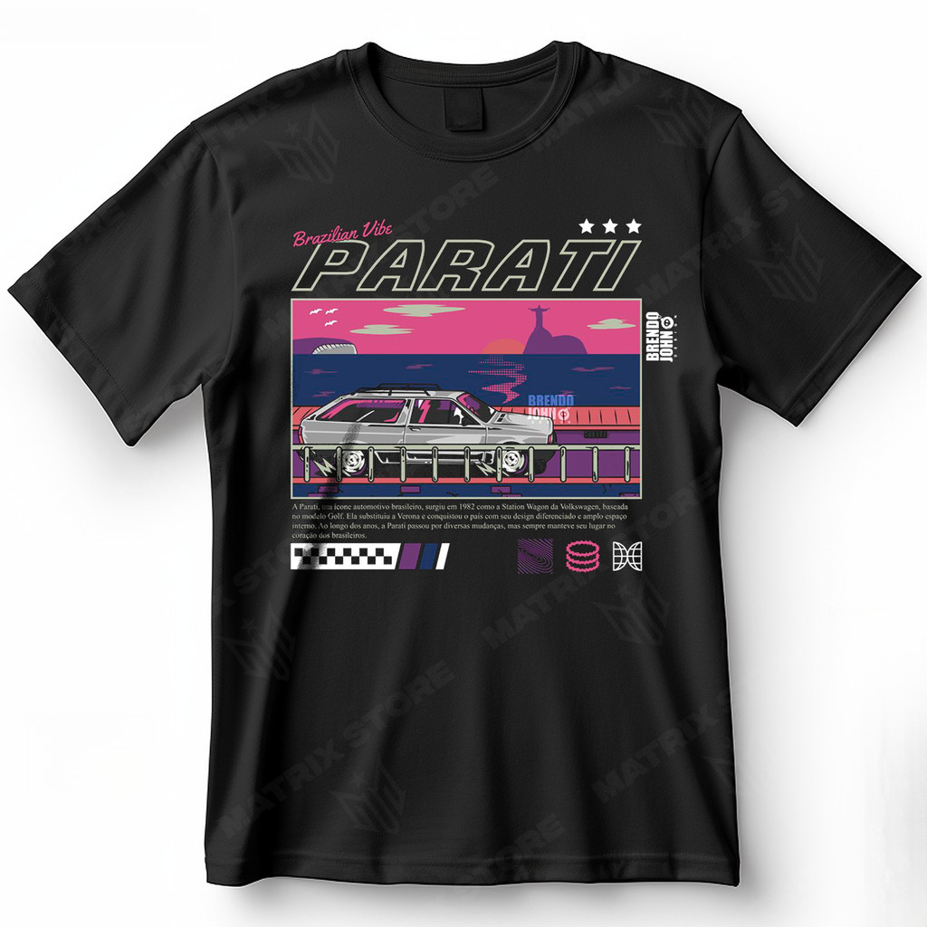 [Camiseta Premium em Algodão Puro]VU Camisa Parati Classicos Antigos Blusa Camiseta de Carros 100% Algodão