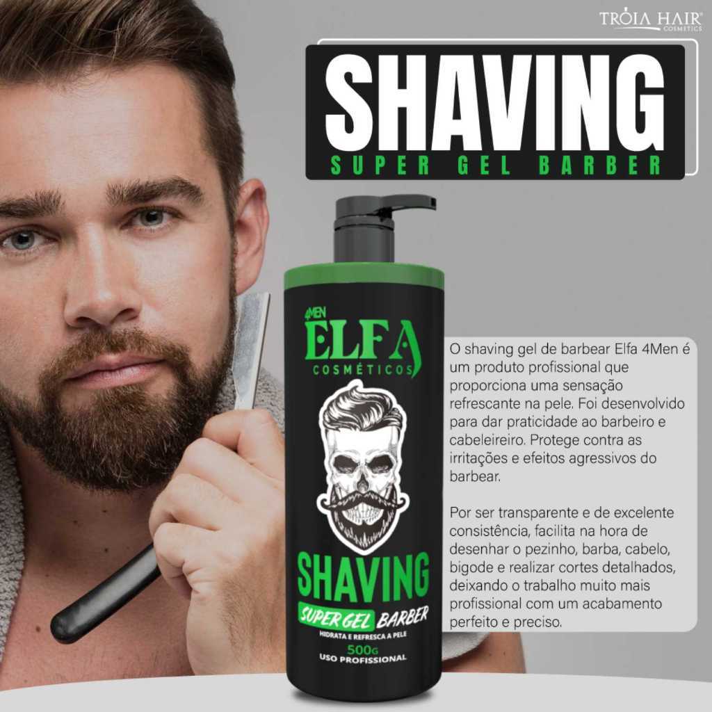 Shaving Barber 4Men Gel Incolor de Barbear 500g com Aplicador - Elfa