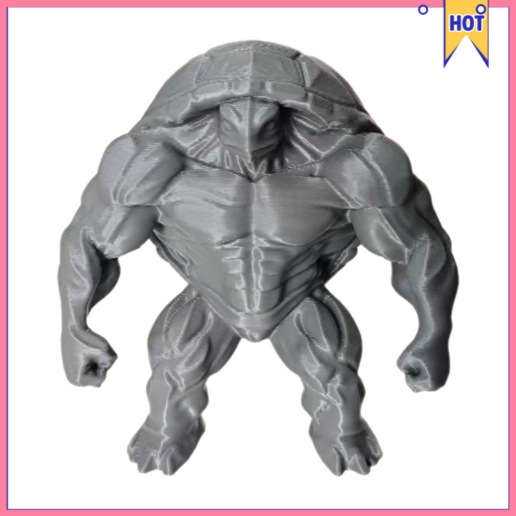 3d Printed Muscular Turtle Figurine – Funny Fitness Sculpture Gym Office Desk Decor Unique Standing Statue for Workout