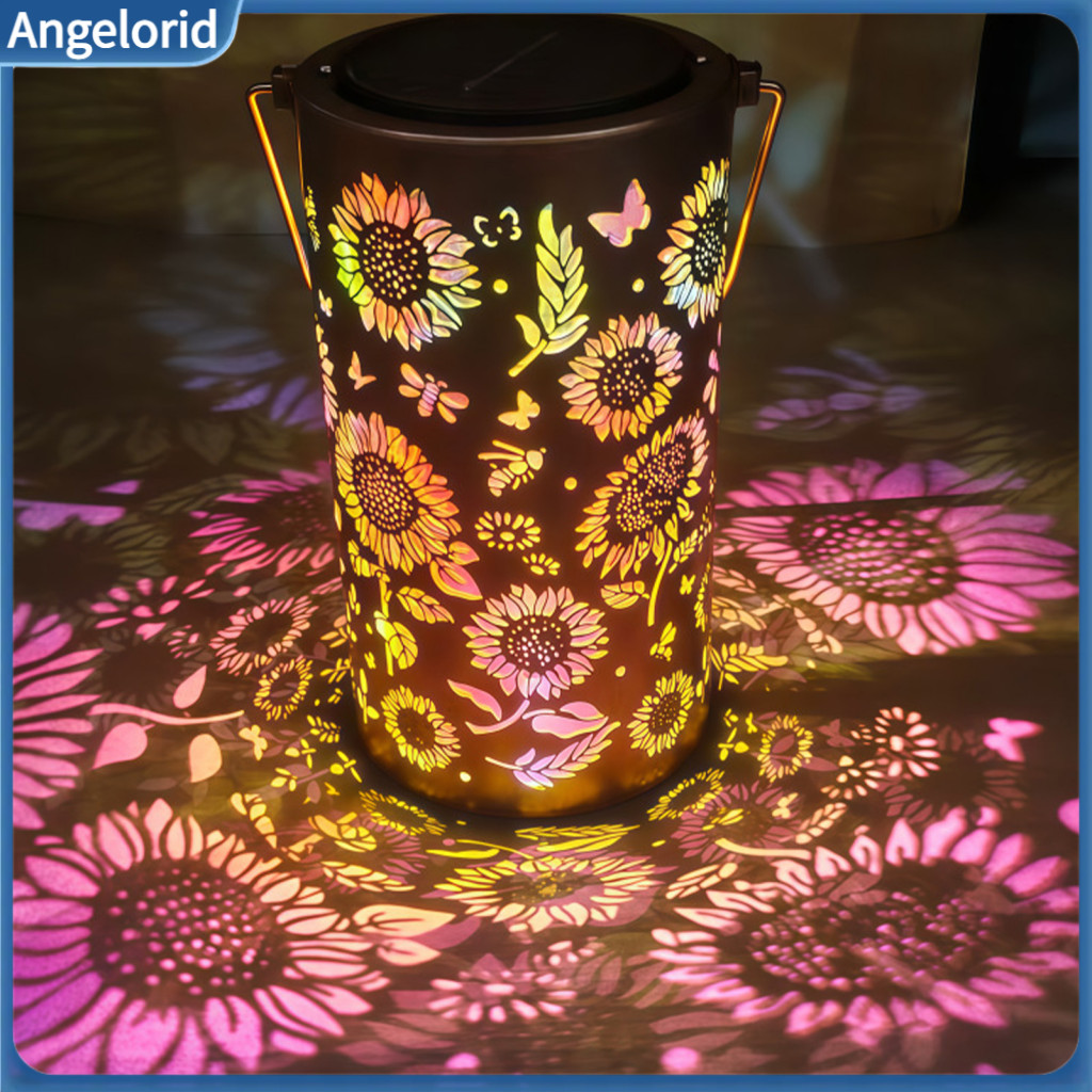 Solar Garden Lights Colorful Lantern Sunflower Light Waterproof Iron Outdoor Landscape Lamp Hanging Standing Lawn Decor