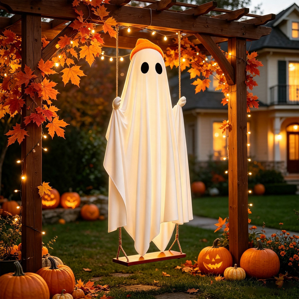 Halloween Outdoor Indoor Decorations Ip44 Waterproof Light-up Hanging Ghost Diy Standing Decor Set with Accessories for