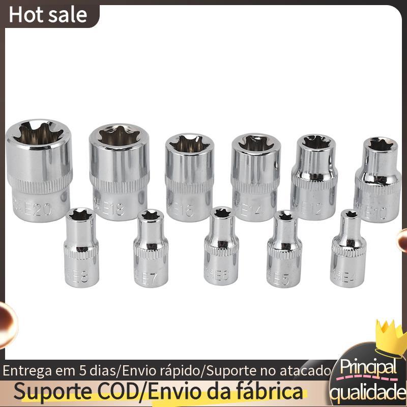 11Pc Feminino E Torx Star Socket Set Rail E4-E20 Conjunto De Soquete De Torque Estrela Externa