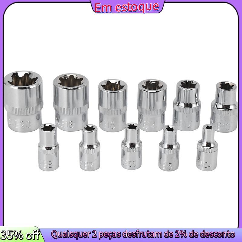 11Pc Feminino E Torx Star Socket Set Rail E4-E20 Conjunto De Soquete De Torque Estrela Externa