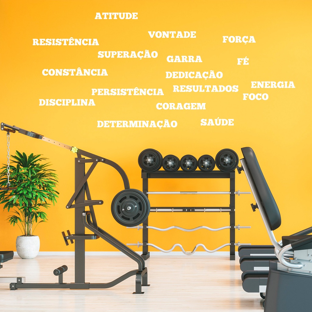 🔥 KIT 18 Adesivos de Parede Frases Motivacionais | Decoração Academia Home Gym Escritório | Vinil Autocolante Foco Força
