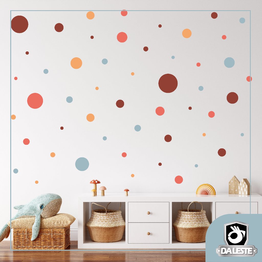 130 Unidades Adesivos de Bolinhas para Parede Autocolante 5, 4, 3 e 2cm Quarto Infantil Decoração IMP