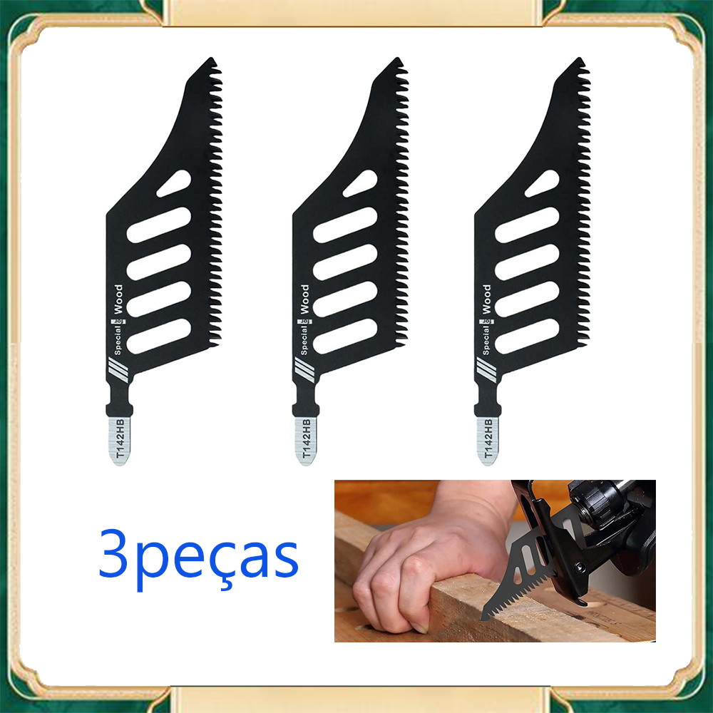 jogo 3 lâminas serra tico tico avançada encaixe tipo t 80 mm