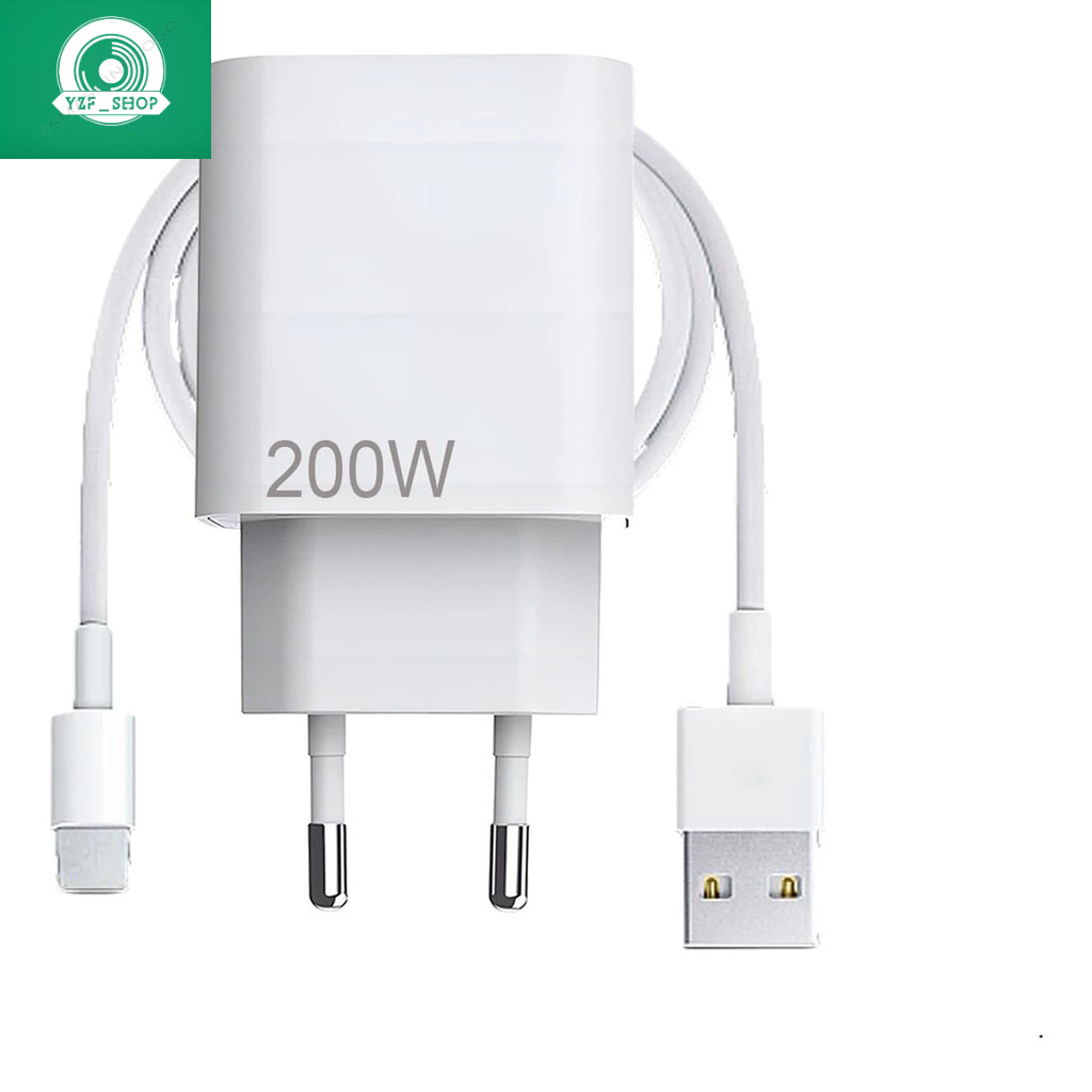 Carregador Turbo   Power 200W Super Rápido Tipo C duas Saídas USB e Tico C