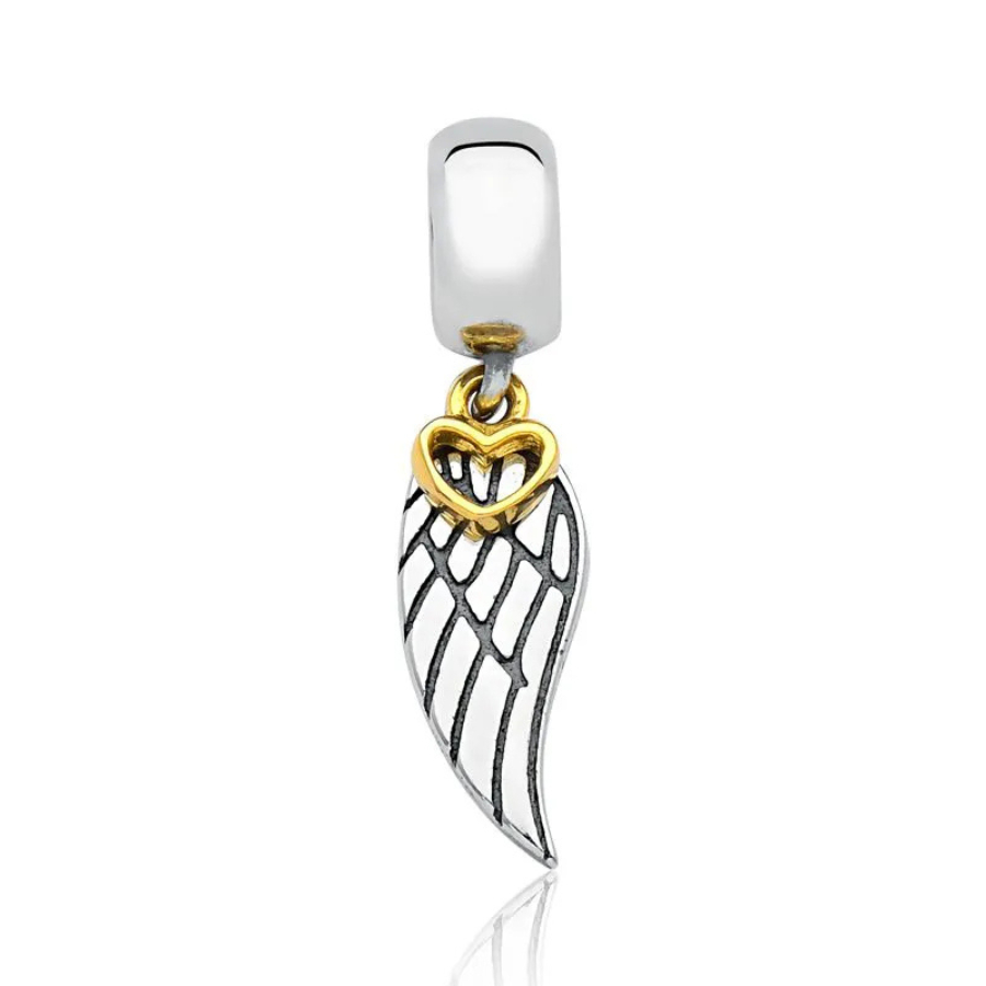 Berloque Asa de Anjo Dourado Prata 925 – Acessório Espiritual e Delicado para Pulseiras e Presentes