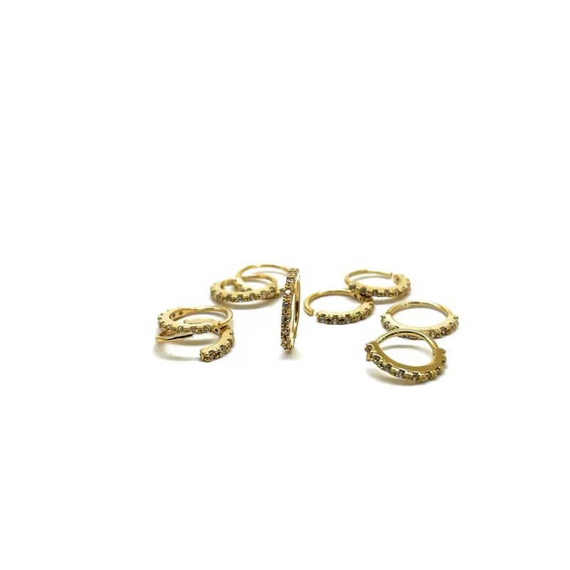 Piercing Nostril Argola De Nariz Cravejado Dourado Prata925 Com Banho de ouro18k