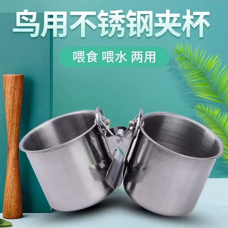 Alimentador de copo de comida em aço inoxidável, utensílios para pássaros, Xuanfeng, peônia, periquito, tigela de comida