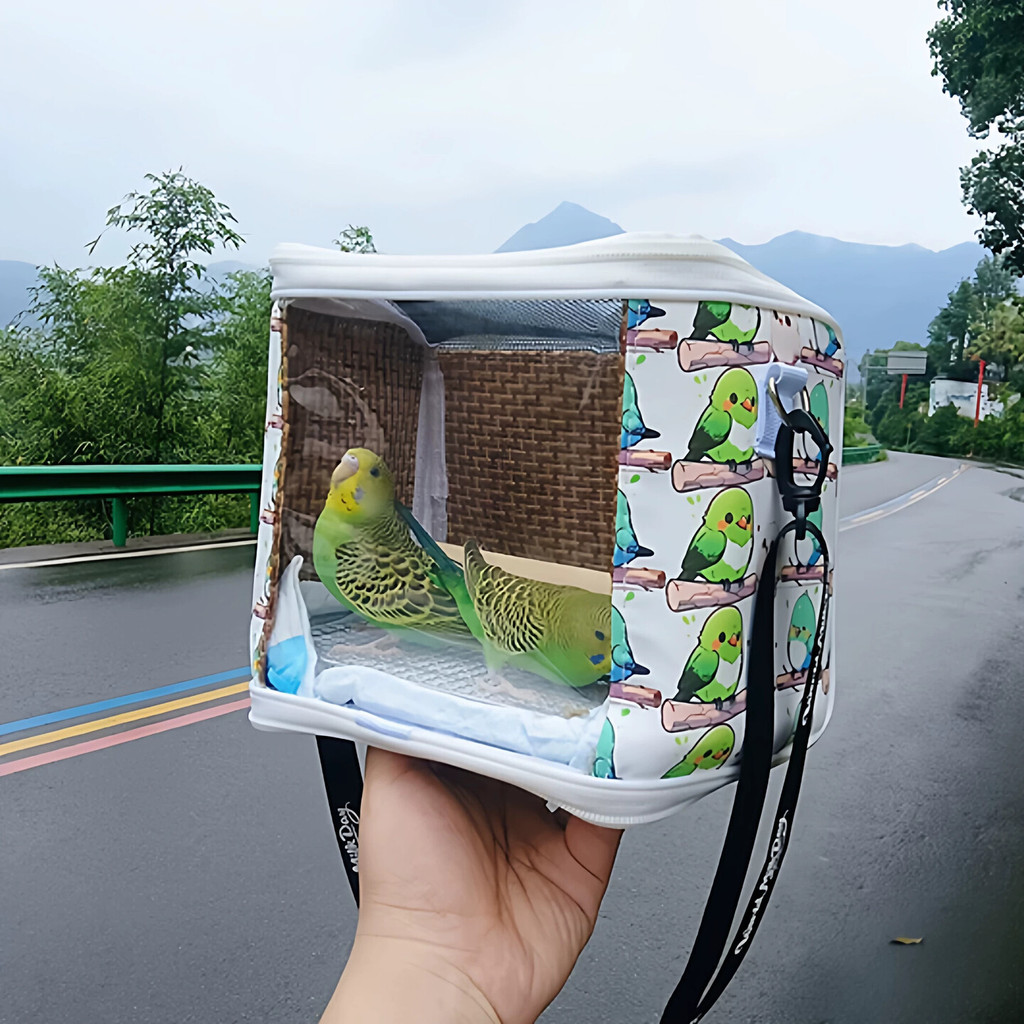 Peônia tigre pele outing saco Xuanfeng takeaway gaiola Diagonal respirável saco de pássaro andando pássaro portátil take