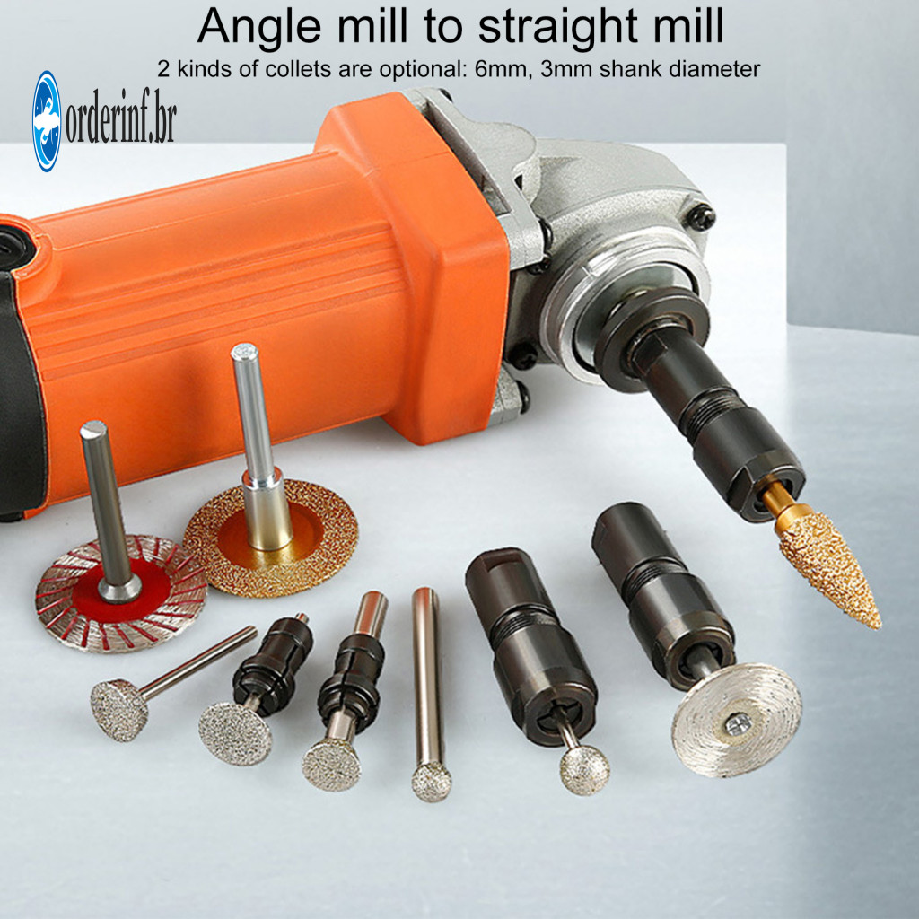 Universal Grinder Adapter Kit Rotary Burr High Strength Durable 3mm/6mm Fit Angle to Straight Accessory for Cross-border