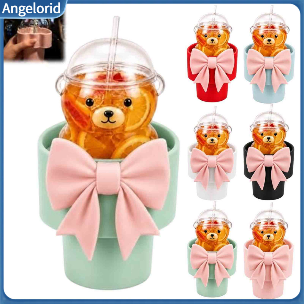 Decorative Cup Holder Cute Car Accessories for Women Adapter for Bearista – Bowknot Shape Drink Stand Universal Fit fo
