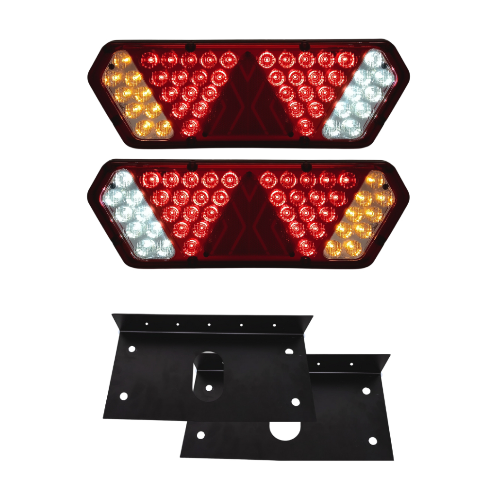 Par Lanterna Traseira Carreta Caminhão LED Compatível Guerra 12v 24v Com Suporte de Metal Lantersul
