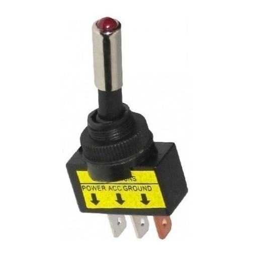 Chave Alavanca Metal 12v Com Led Vermelho 3 Terminais