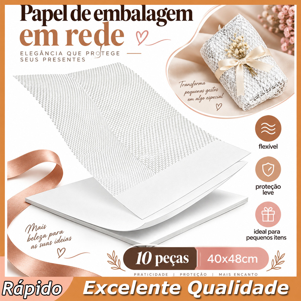 10 Folhas Malha Branca para Embalagem de Flores e Presentes Proteção de Louças Vasos Livros Obras de Arte e Joias