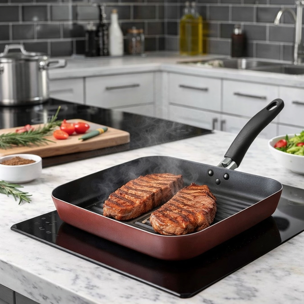 Frigideira Grill Antiaderente Bifeteira Techflon Revestimento Duravel Grelhados Saudavel Nacional