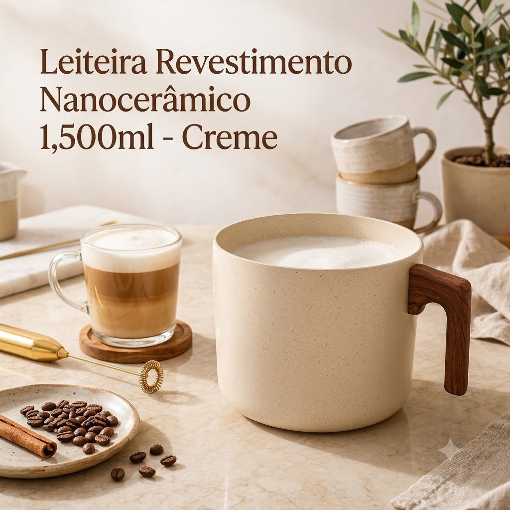 Leiteira Revestimento Nanocerâmico 1,500ml - Creme Antiaderente Durável Revestimento Nanoceramico