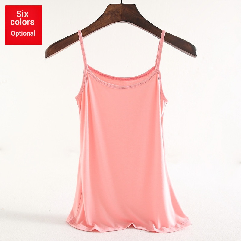 Verão exterior Wear fino-ajuste Modal curto pequeno estilingue feminino preto branco cor sólida All-match colete fino ca