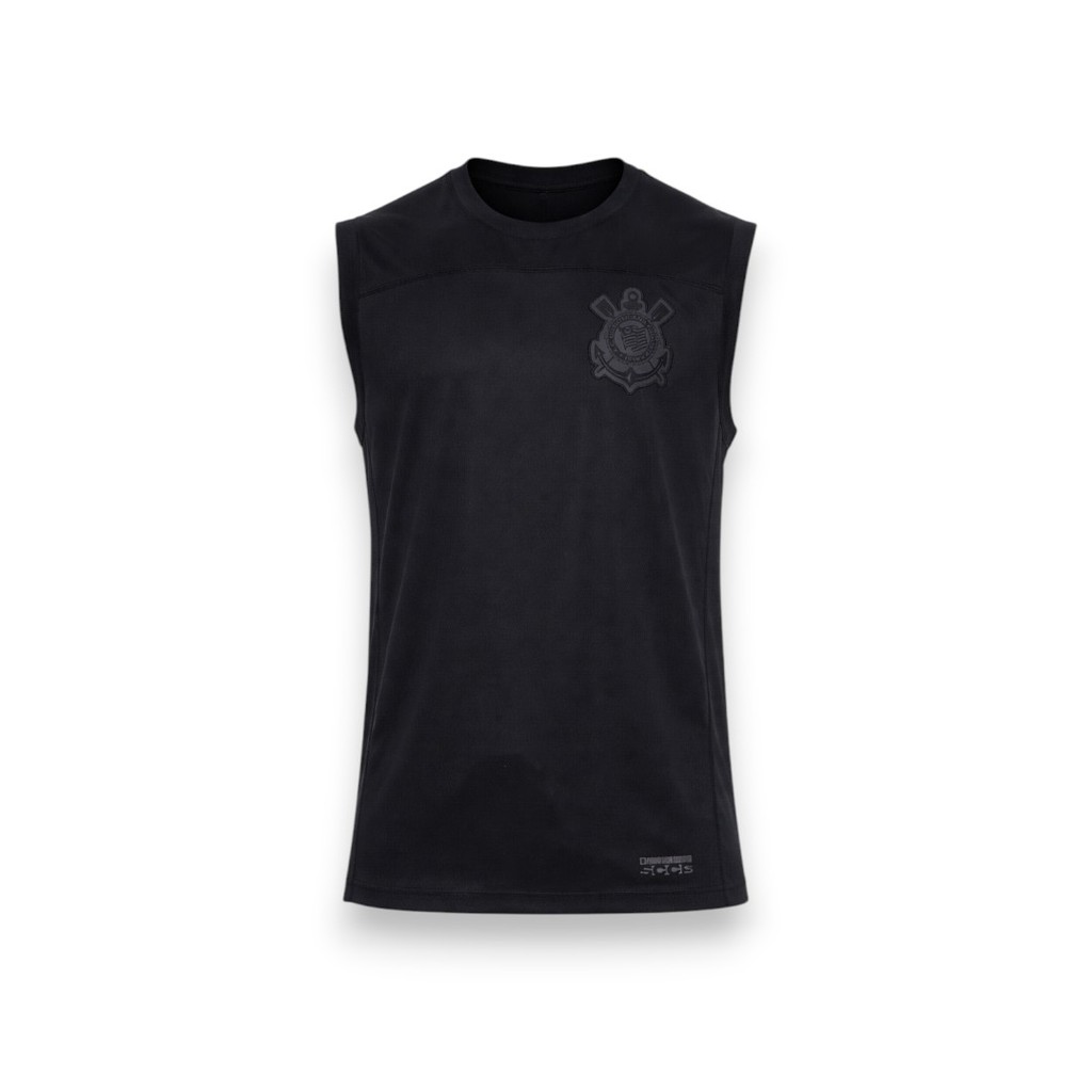 Regata Corinthians All Black Bordado Masculino Oficia