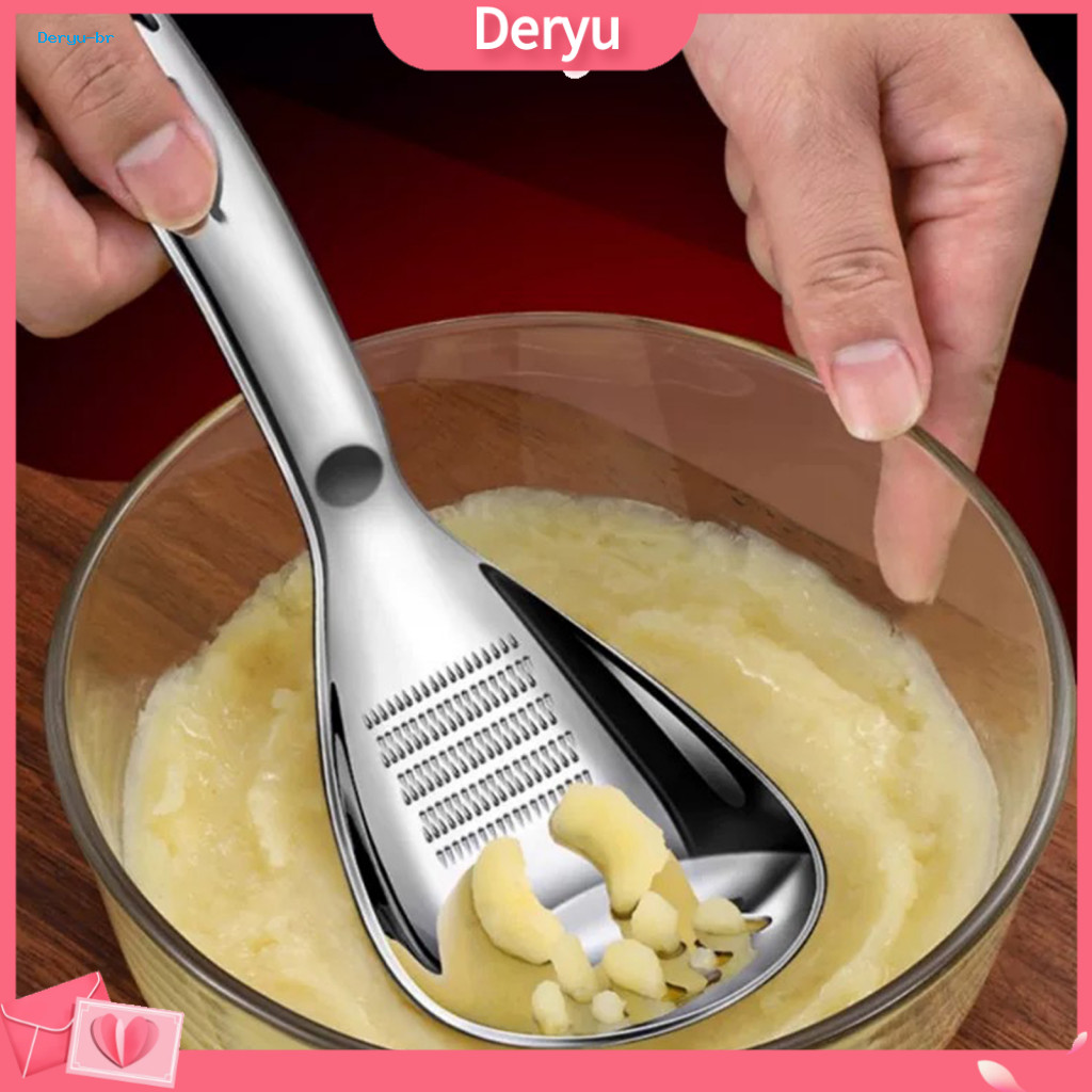 Garlic Ginger Press Tool Multifunctional Stainless Steel Grinding Spoon – Masher Egg Separator Draining Kitchen for Ho