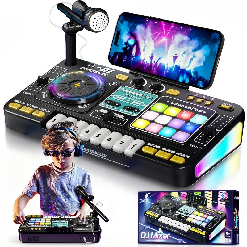 Crianças Simulação DJ Mixer Controlador Brinquedos Multifuncionais Efeitos Musicais Jogo De Aprendizagem Eletrônica Pres