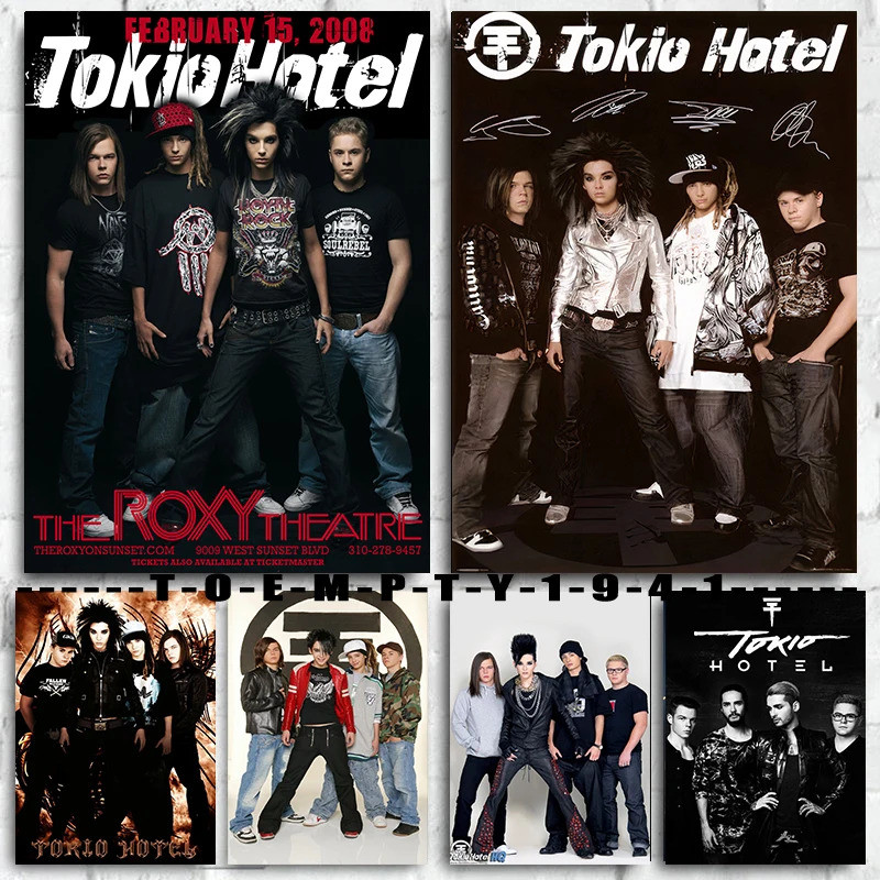 Metal Rock Band Tokio Hotel Cartaz Banda De Arte Da Parede Decoração Fãs Presente Casa Barra Estética