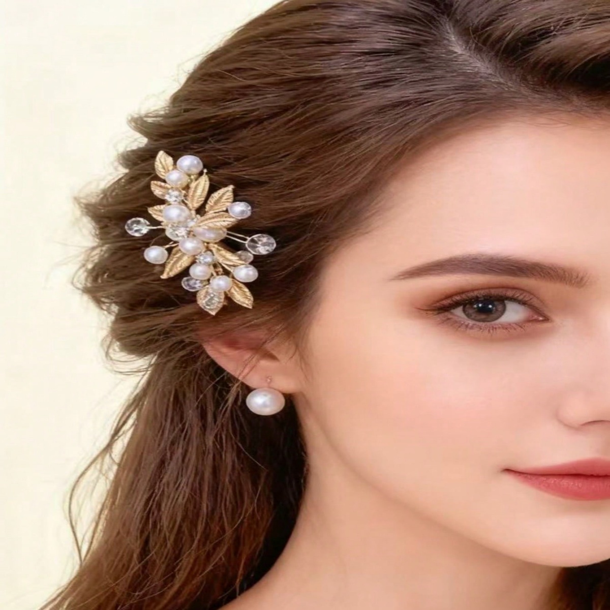 Grampo De Cabelo De Flor De Noiva Europeu Vintage Ouro Pérola Folha U Forma Vara Para Mulheres Casamento Updo Penteado A