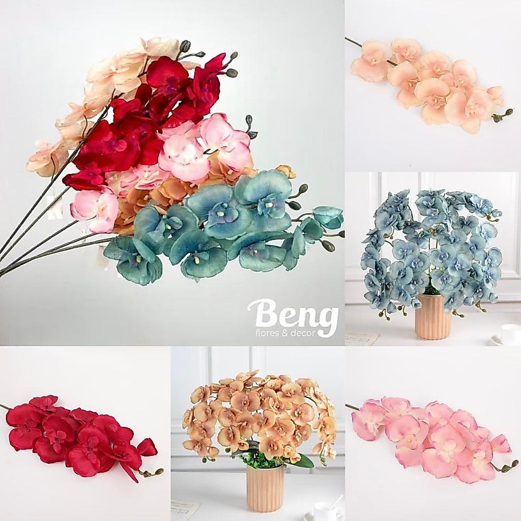 Galho com 8 cabeças Orquídea Borboleta Artificial Flor De Tecido Casamento Casa Decoração  - A-517