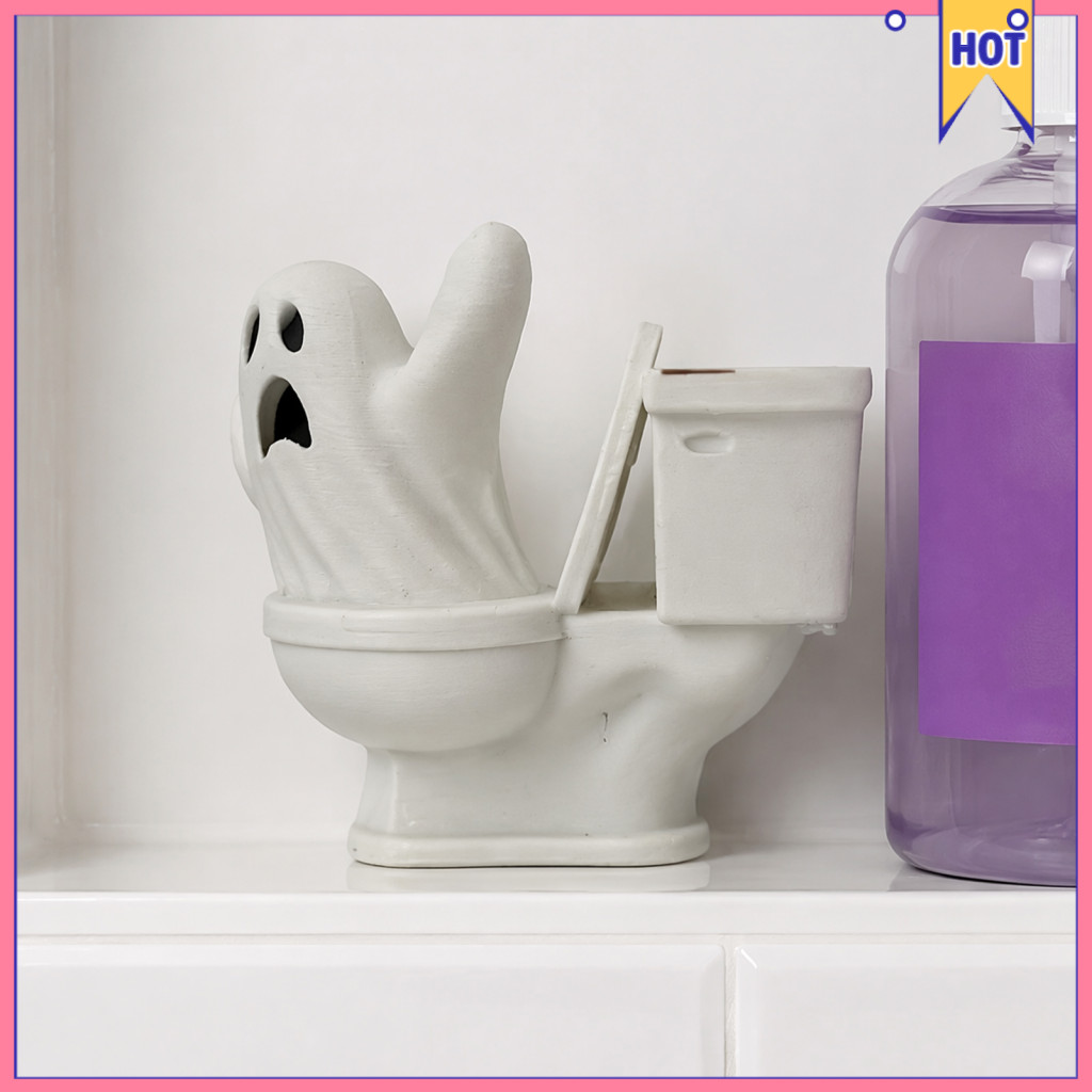 3d Printed Minimalist Ghost Figurine – Funny Halloween Desktop Ornament Toilet Statue for Bathroom Cafe Home Decor Uni
