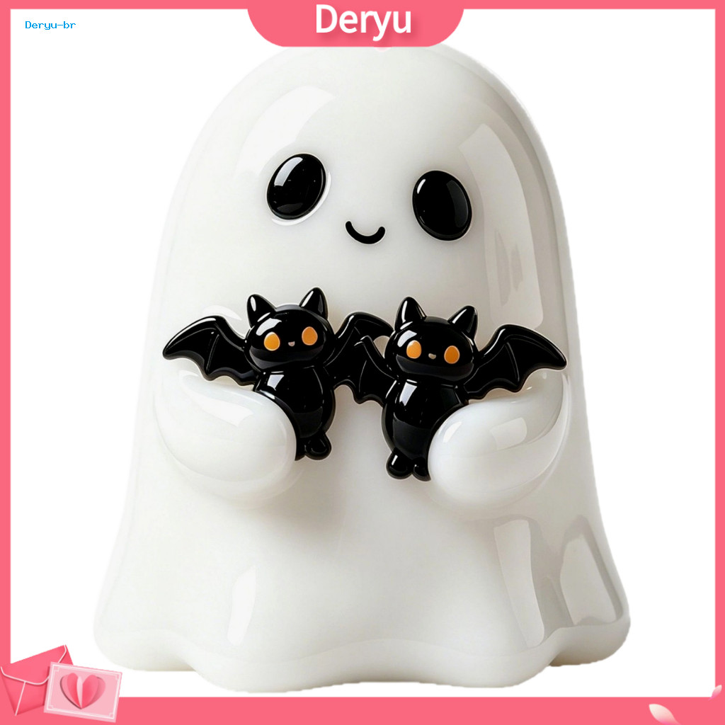 Decorative Ghost with for Potted Plants Halloween Decoration Figurine Cute White Resin Statue Flying Spooky Home Mantel