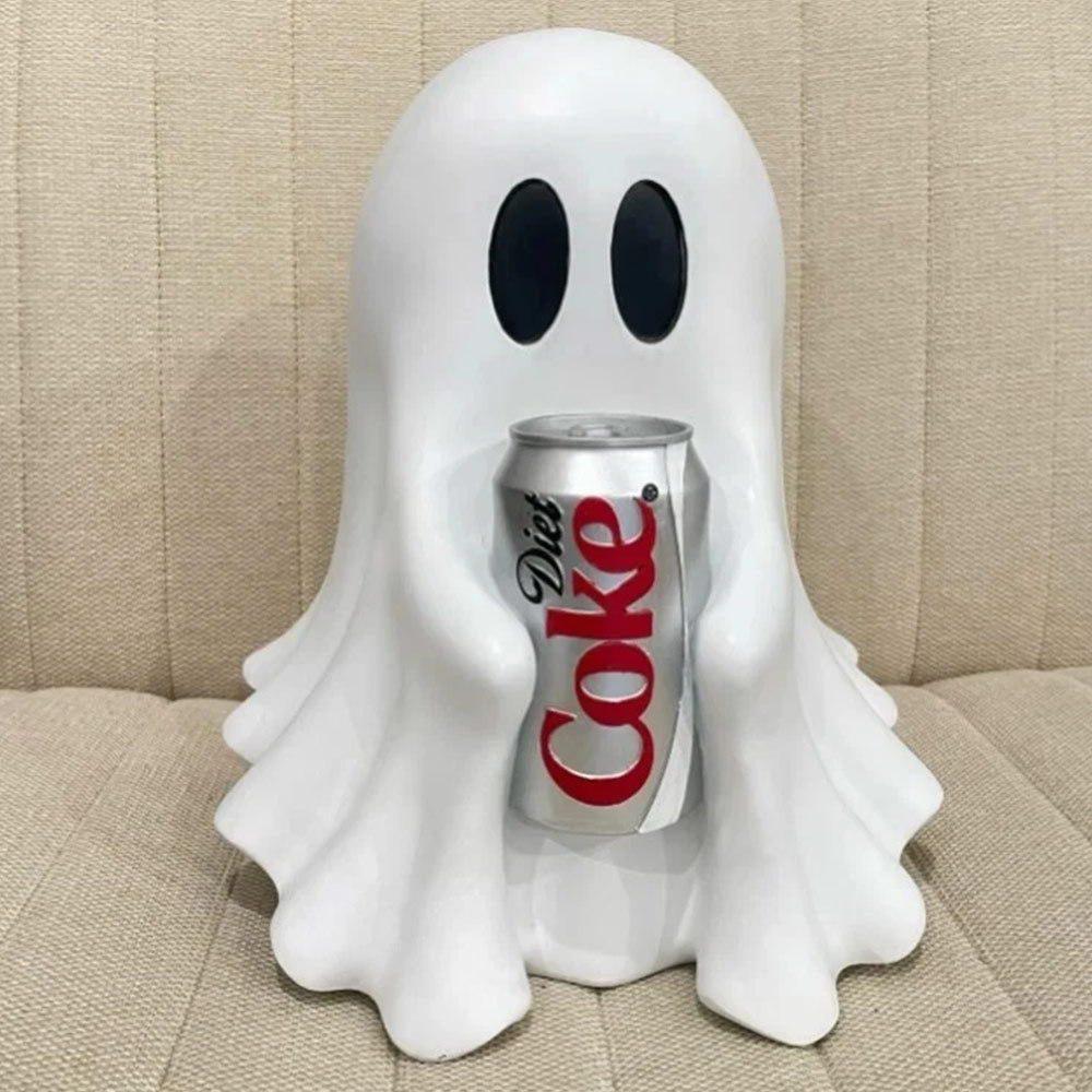 Ghost Drink Holder Statue Halloween Cute Ghost Cup Holder Resin Desktop Home Decor Ornament