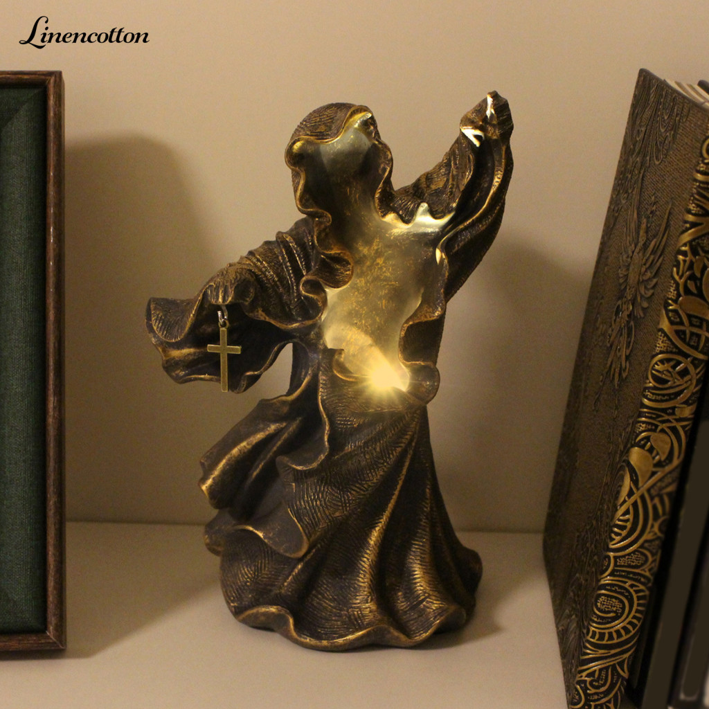Dark Theme Home Decor Night Light Resin Halloween Ghost Statue with – Spooky Faceless Robe Sculpture for Desk Bar Deco