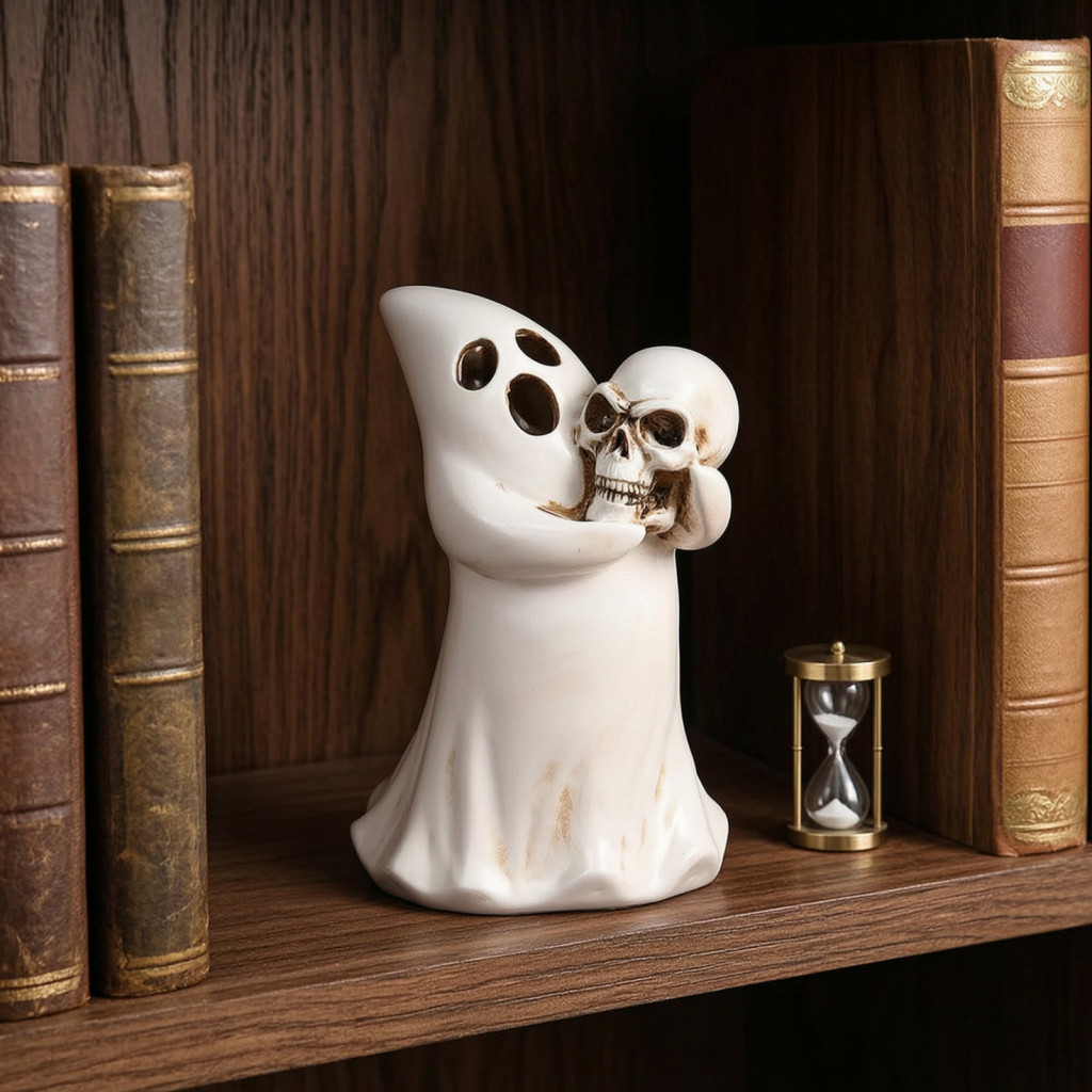 Halloween Ghost Ornament Skull Decor for Home Figurine with Resin Statue for Tabletop Desktop Window Party Decoration fo