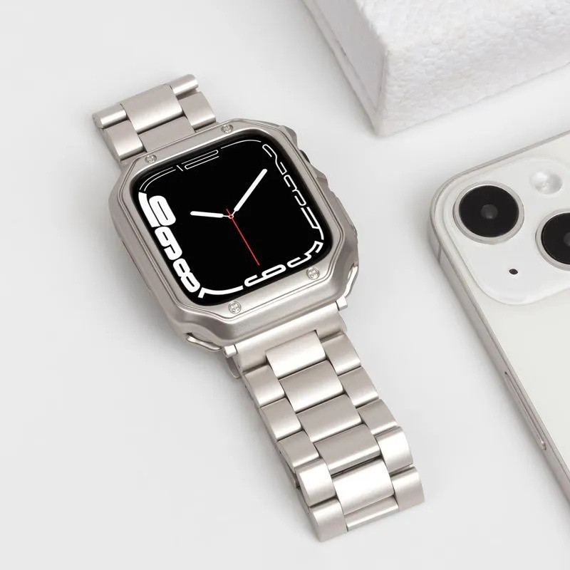 Capa protetora de TPU e pulseira de metal adequadas para iWatch Ultra Band 46mm 42mm 49mm.   45 milímetros.   44 milímet
