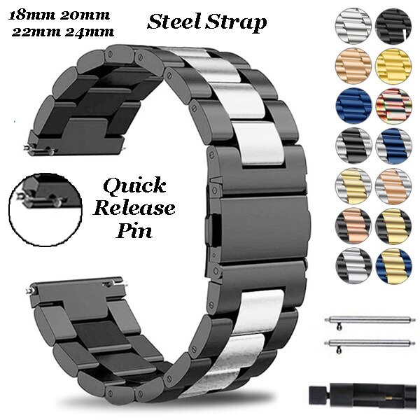 22mm 20mm Steel Strap for Samsung Watch 3 Stainless Steel Watch Band for Samsung Active 2 Gear S3 Replacement 18mm 24mm