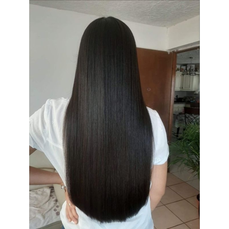 cabelo bio humano castanho escuro liso russo misto LINHA AA com tic tac o tiara de silicone (escolher no chat)