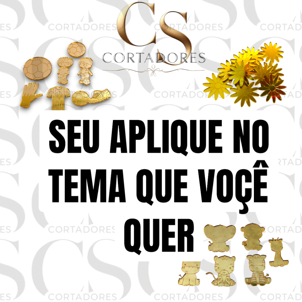 🌟 APLIQUES EM ACRÍLICO DOURADO, ROSE GOLD OU PRATA ESPELHADOS PERSONALIZADOS – ESCOLHA SEU TEMA!