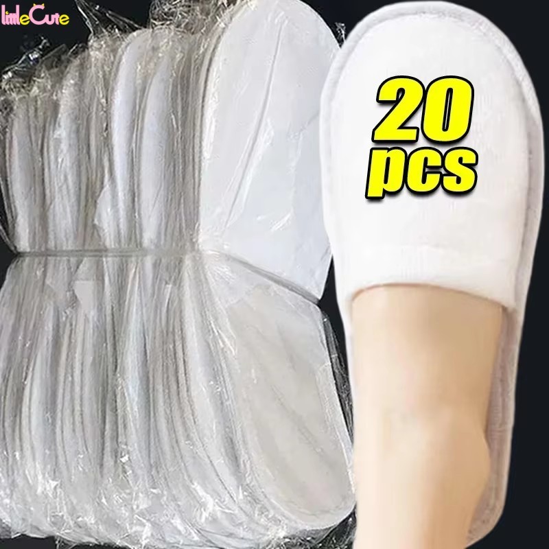 4-10 Pares De Chinelos Descartáveis Brancos Unissex-Macios E Antiderrapantes Para Viagem Em Hotel Spa Internos De Algodã