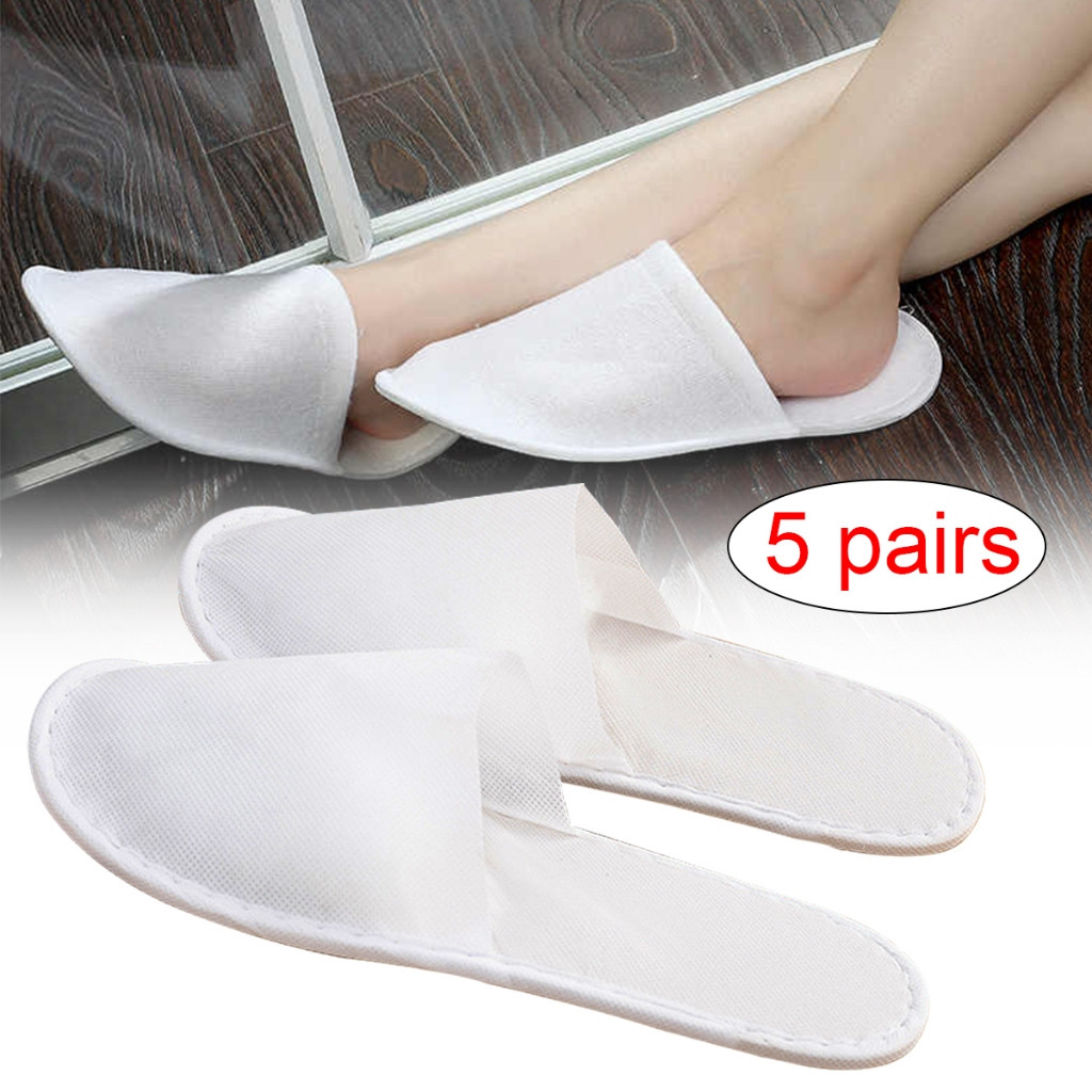 5 Pares Chinelos De Hotel Homens Mulheres Viagens De Veludo De Alta Qualidade Sapatos De Hospitalidade De Algodão Descar