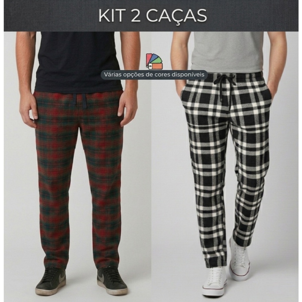 Kit 2 calças de flanela xadrez | Calça Flanelada xadrez | Fabricação Propria
