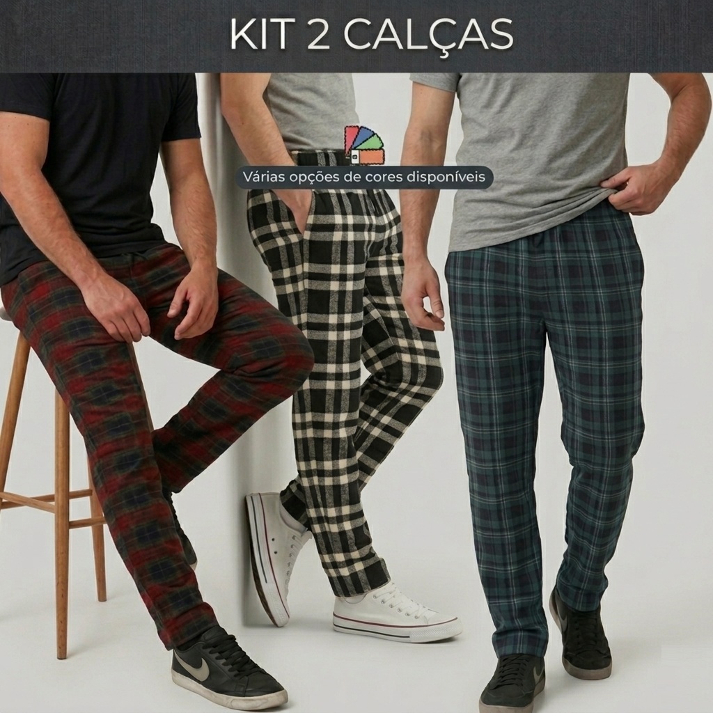 Kit 2 calças de flanela xadrez | Calça flanelada | Fabricação Propria