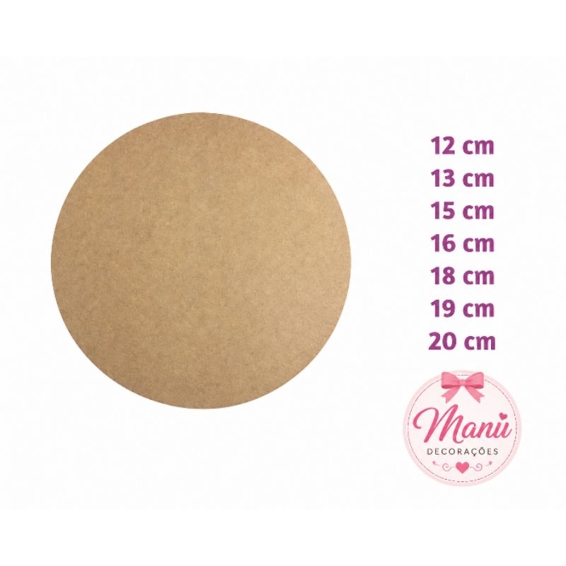 10 Base Redonda em MDF Cru para Artesanato Decoração e Personalização – 12 a 20cm