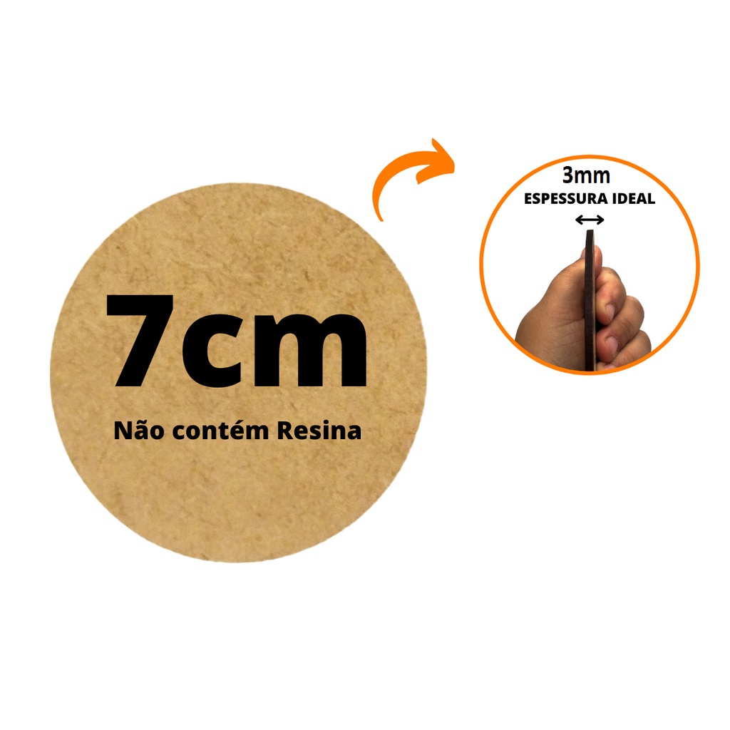 50 Bolacha de mdf Redonda Aplique Circular 7cm MDF cru