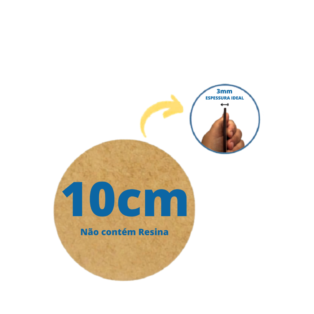 Kit 100 Bolachas MDF Redonda Base Circular Redonda Suporte Porta Copos Sublimação Pintura Tazos Jogos 10cm MDF cru