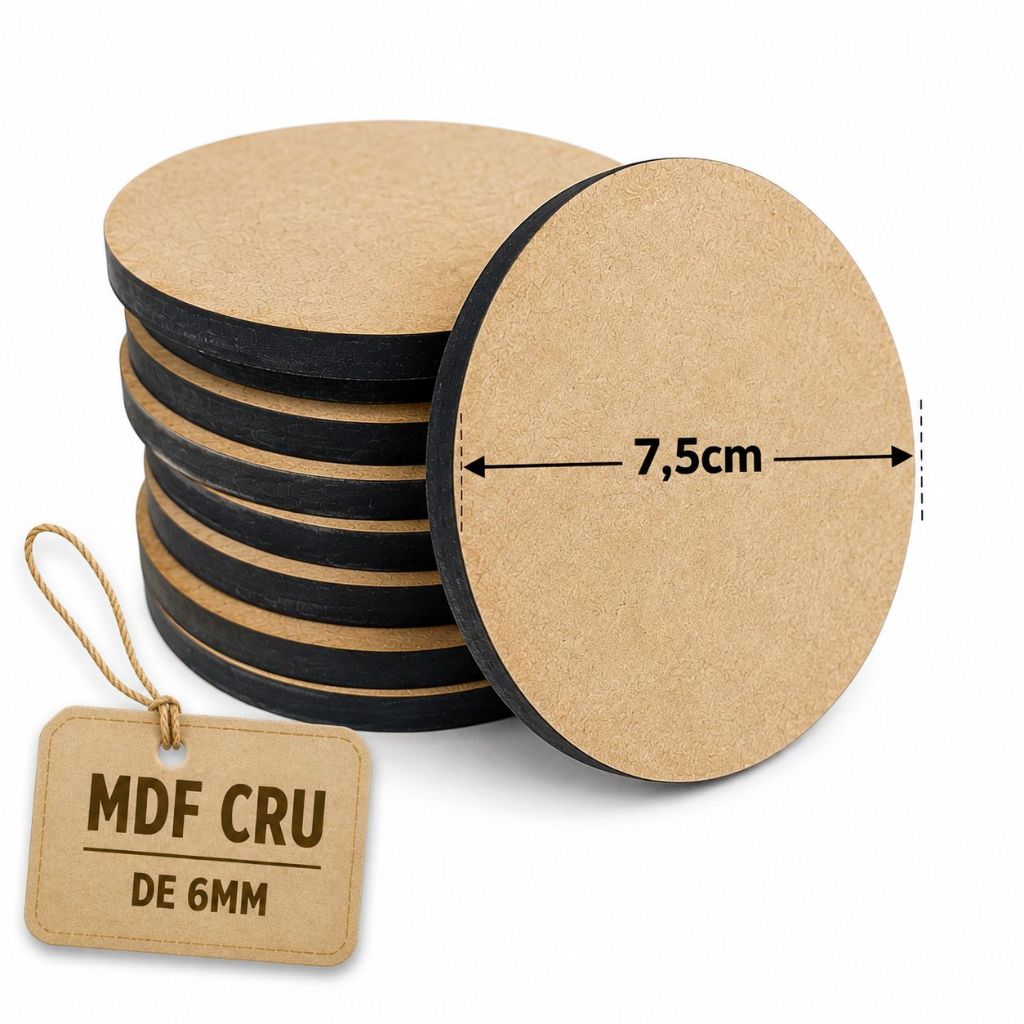Kit 10 ou 20 Bolachas Redondas em MDF Cru – Aplique Circular para Artesanato, Decoração e Personalização