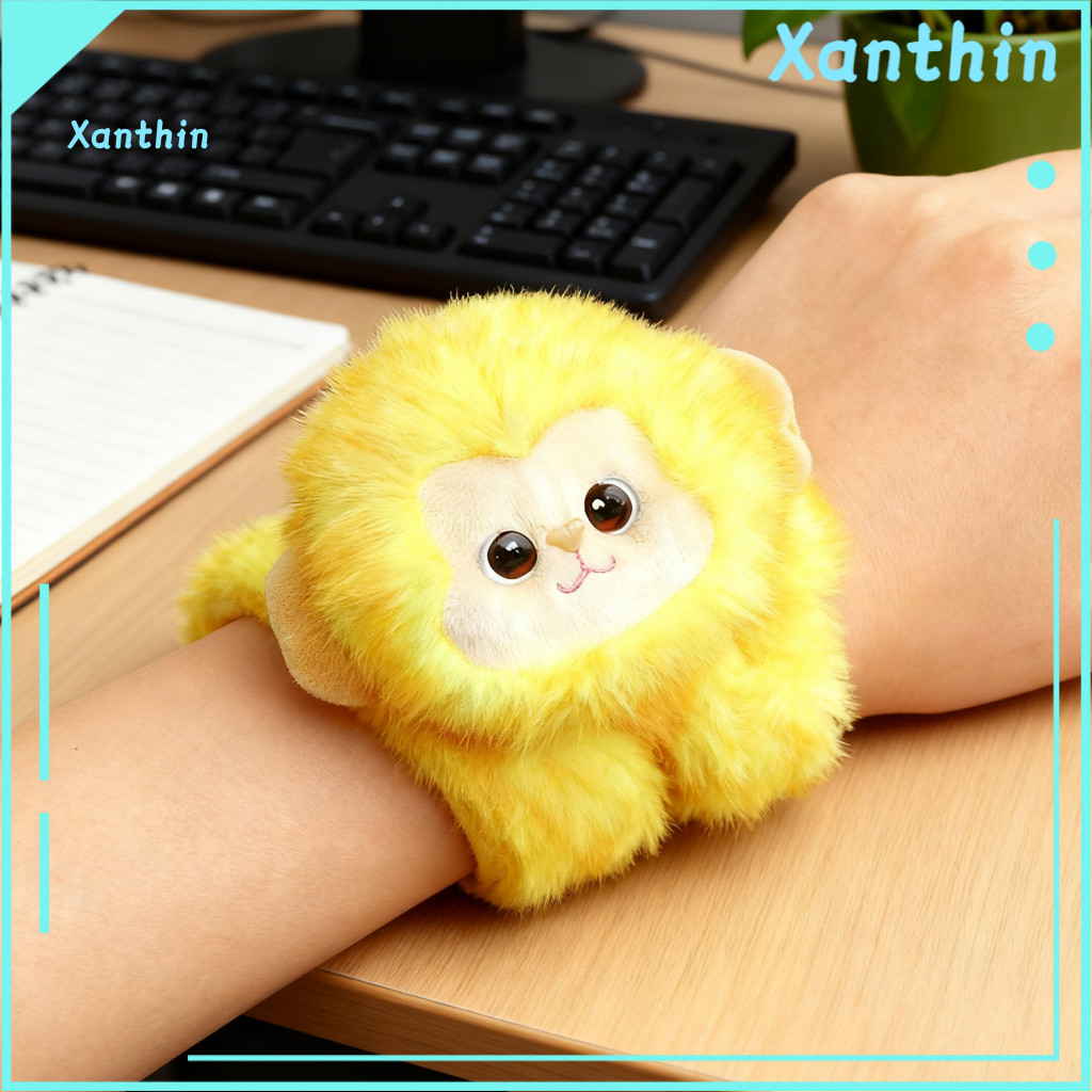 Cute Cat Plush Doll Soft Toy Pull-string Tail Wagging Slap Bracelet with Moving – Portable Kids Gift Fun Wristband for
